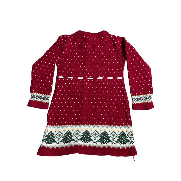 Savannah Girl's Red Christmas Sweater Knitted Dress Crochet Long Sleeve 18M - Picture 2 of 5